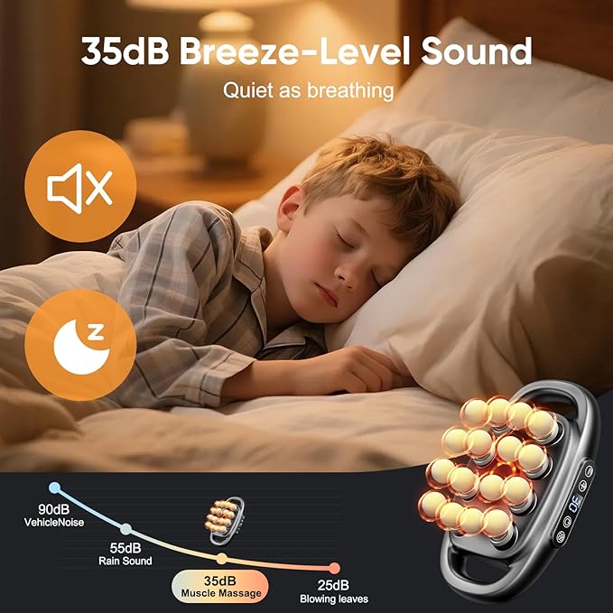 16-Drive Massage Gun Deep Tissue - 2025 Upgrade 8-Head Back Muscle Massager with 3 Modes & 30 Intensities, Portable Quiet Percussion Massager for Legs, Waist, Back, Neck, Buttocks Muscles Pain Relief - Bloomnest