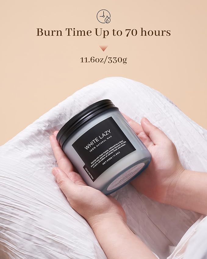 M&SENSE Jasmine & Clean Cotton Spring Scented Candle, 11.6oz Aromatherapy Gifts 2 Wick 70 Hours Long Lasting Burn, Natural Organic Soy Candle, Housewarming Gifts for Dad Mom Friends - Bloomnest