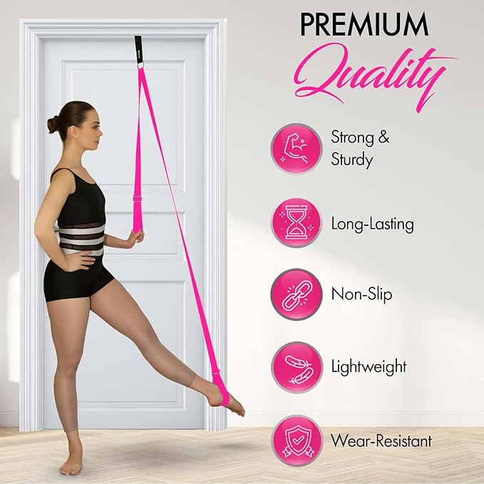 Stretching Strap With Door Anchor - Stretching Equipment to Improve Legs Flexibility - Splits Trainer For Home Ideal In Ballet, Dance, Cheerleading, Taekwondo, Yoga, Pole Dancing & Gymnastics - Bloomnest