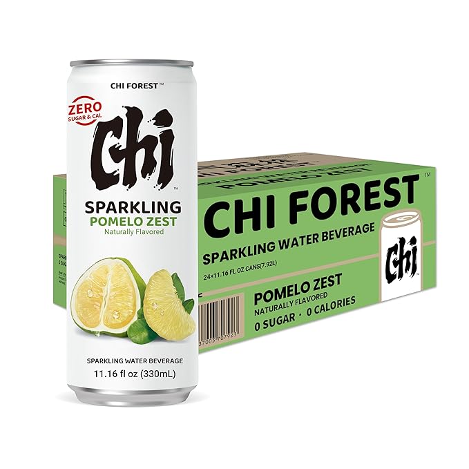 CHI FOREST Pomelo Sparkling Water Beverage, Zero Sugar Drinks, Zero Artificial Flavor, 11.16 fl oz Cans (Pack of 24) - Bloomnest