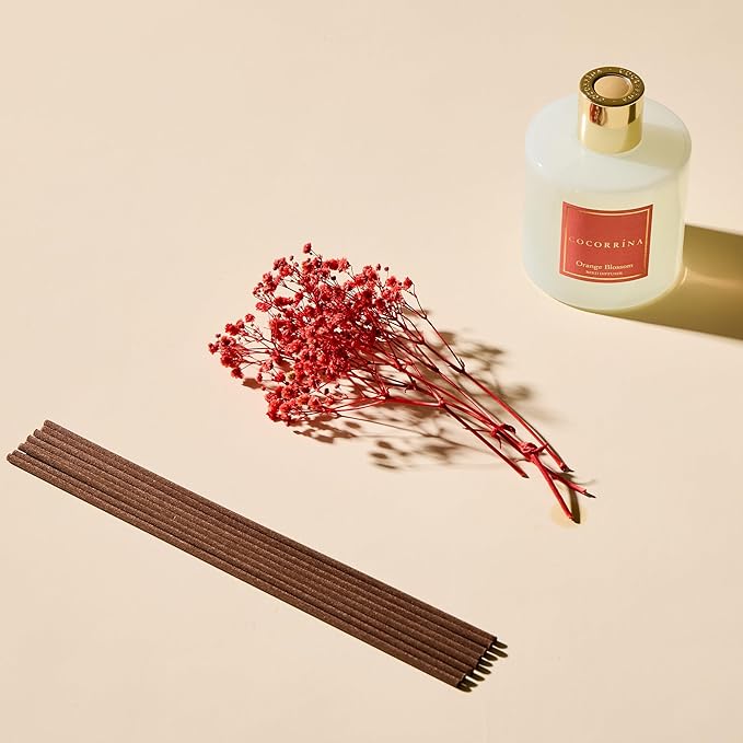 COCORRÍNA Reed Diffuser - Orange Blossom 6.76 Fl.oz Reed Diffuser Sets with Preserved Flowers, Diffuser with 8 Sticks for Bathroom Shelf Decor - Bloomnest