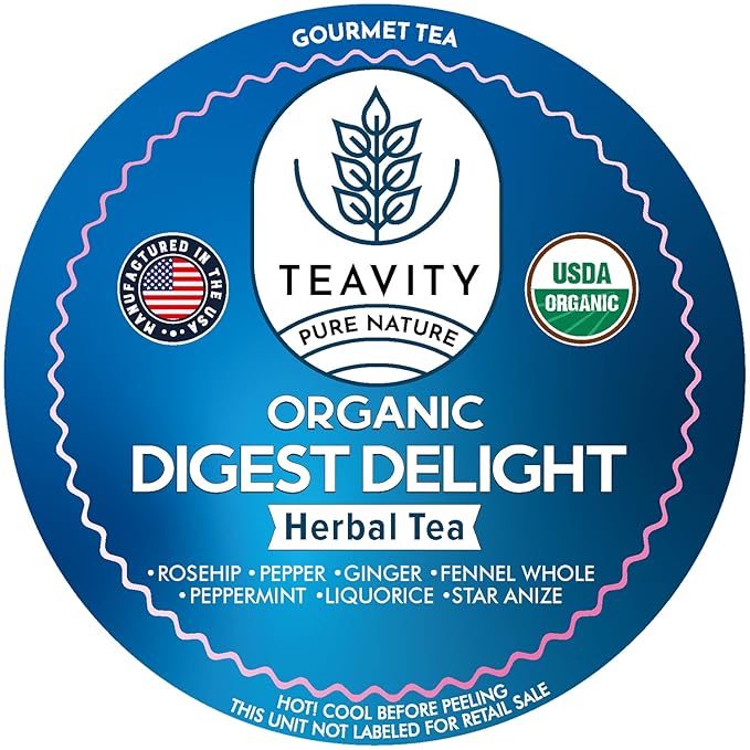 Organic Tea Pods with Ginger, Peppermint, Fennel, Licorice, & Rosehip Digest Delight by Teavity (24 Tea Pods) - Bloomnest