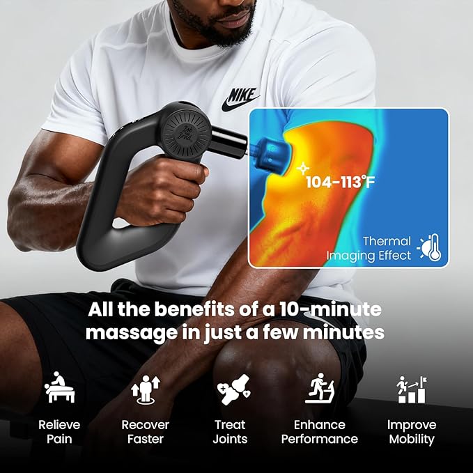 BOB AND BRAD D6 Pro Max+ Massage Gun with Heat and Cold, Powerful Deep Tissue Percussion Massager with 16mm Amplitude, Professional Muscle Massager Gun for Athletes, Quiet Electric Handheld Massager - Bloomnest
