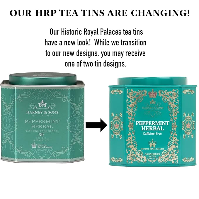Harney & Sons Peppermint Herbal Tea in Sachets, Caffeine-Free Herbal, 30 Sachets - Bloomnest