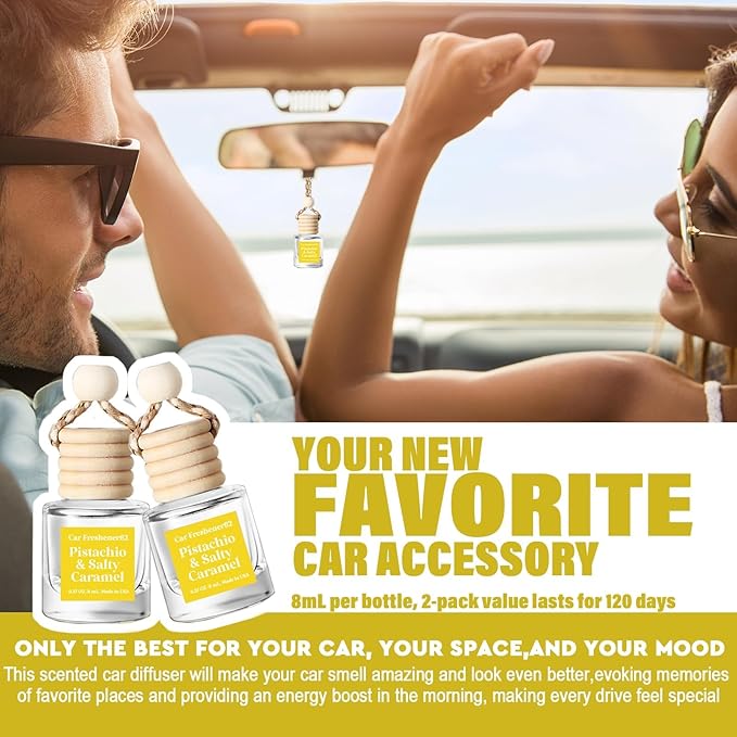 C Classy Car Air Freshener Hanging 2 Pack, Pistachio Essential Oil Diffuser, Long-Lasting Fragrance, Cute Car Accessories for Women & Men, Made in USA CCLASSYPERSONALIZEDJEWELRY