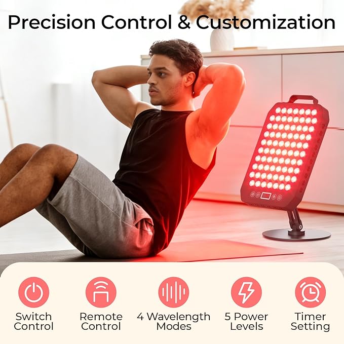 Red Light Therapy Panel for Face and Body, 78 LEDs Dual Chip 660nm Red Light & 850nm Near Infrared Light Device with Rotatable Stand and Magnetic Remote for Skin, Sleep, Athletic Performance