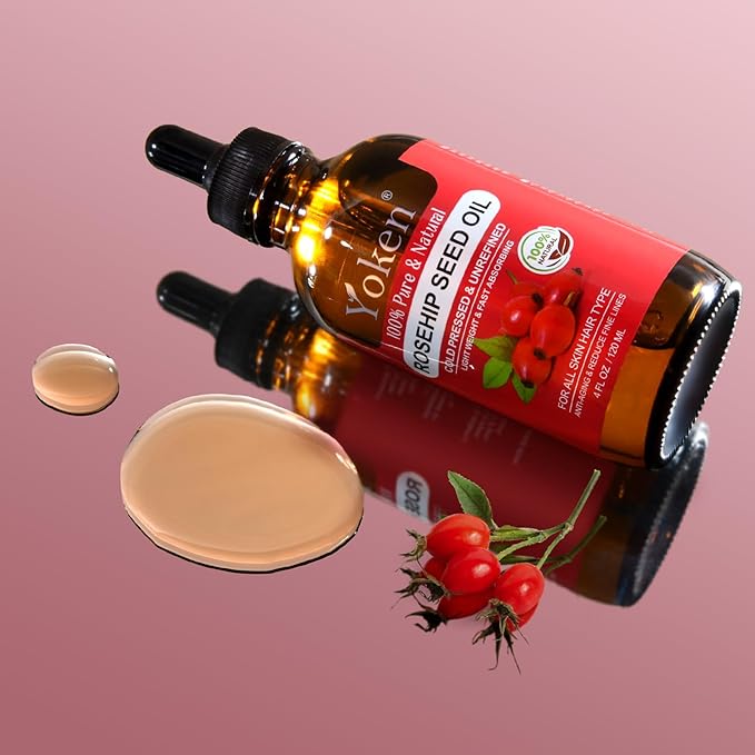 Rosehip Seed Oil For Face,100% Pure Rosehip oils For Skin,Scars,Hair & Nails.4 fl Oz Cold Pressed Rose Hips Oil For Skin Care, Anti-Aging, Scar Treatment, GUA SHA Massage DIY (4 Fl Oz) - Bloomnest