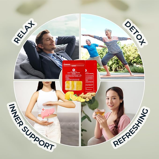 Ginger Lemon Tea Bags - 55 Count (+5 Tea Bags) - 5.22 oz, Refresh Sour, Re-Steep Herbal Detox Tea Blend for NaturalSupport and Body Warm, Energy Support, Bamboo Tong Include - Bloomnest