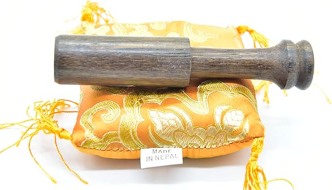 3.75" Tibetan Meditation Yoga Singing Bowl Green Set with free Wooden Mallet and Silk Cushion from Nepal, Singing bowls. (Orange) - Bloomnest