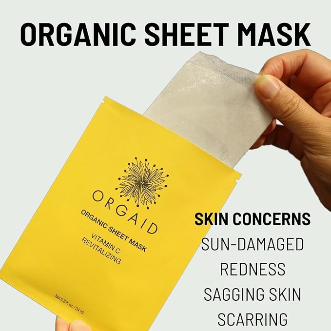 ORGAID Organic Sheet Mask | Made in USA (Vitamin C & Revitalizing, pack of 4) - Bloomnest