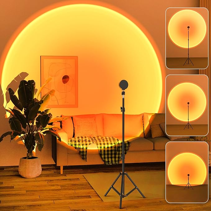 Balkwan Sunset Floor Lamp Projection 140cm Adjustable Stand Led Night Light 360 Degree Rotation Network Light with 3M USB Cable Floor Light for Living Room Bedroom - Bloomnest