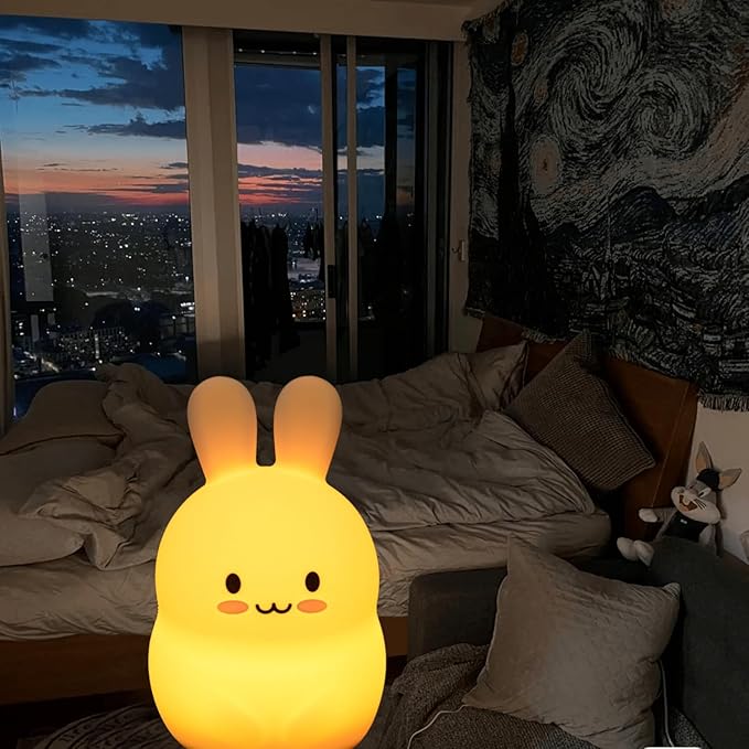 Large Size Rabbit Night Lights Bedside lamp Bedroom Decorative Lamps - Break Resistant, Eye Caring, Adjustable Brightness & Color and Time Setting, Holiday Gift Birthday Present - Large - Bloomnest