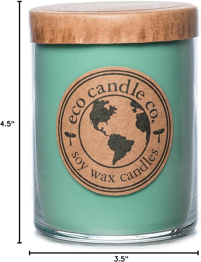 ECO CANDLE CO. Recycled Candle, Grass Stain, 18 oz. Double Wick - Scents of Fresh Cut Grass - 100% Soy Wax, No Lead, Kraft Paper Label & Lid, Hand Poured, Phthalate Free, Midwest Grown Soybeans - Bloomnest