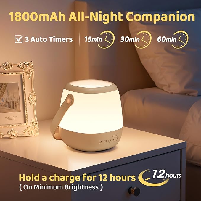Baby Night Light Sound Machine,35 Colors+12 White Noise Machine+Egg Light for Nursery Lamp, Cordless+USB Rechargeable+Portable Night Light for Baby Nursery Lamp, Nightlight for Kids Room Toddler Lamp