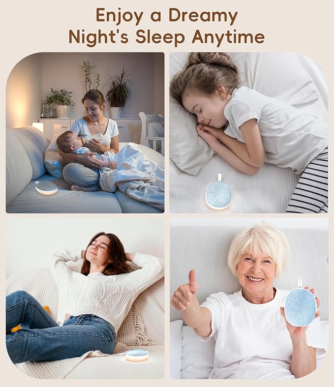 Portable White Noise Sound Machine: Baby Sleep Soother, Bluetooth Speaker, Rechargeable Battery, 4-Speed Timer, 6 Soothing Sounds Adult Therapy Aid for Trave (Blue, Portable) - Bloomnest