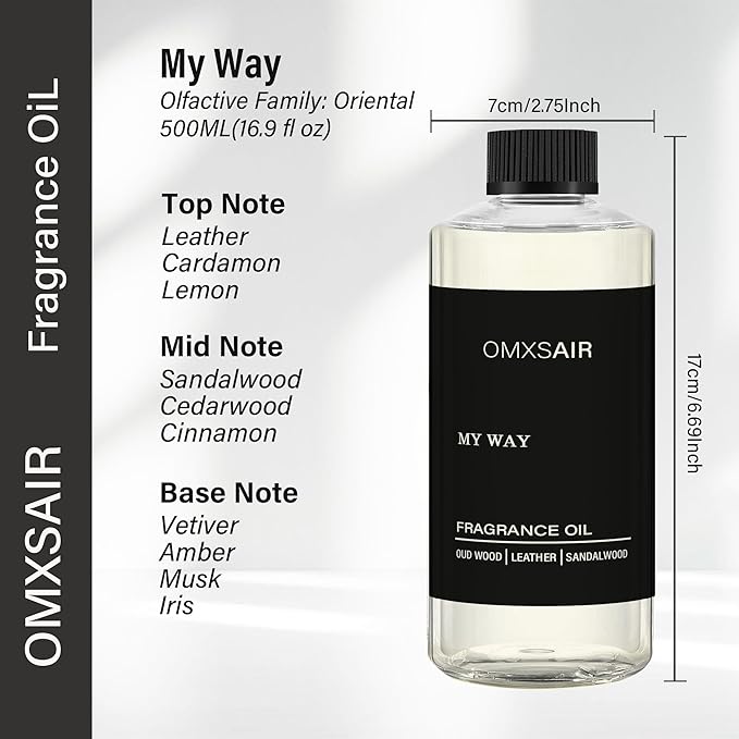 My Way Hotel Diffuser Oil & waterless Diffuser Essential Oil Home & Office Luxury Scents 500ml - Comforting Sandalwood, Cedarwood & Iris - Aromatherapy Oil Blends Premium Fragrance Oils for Diffuser - Bloomnest