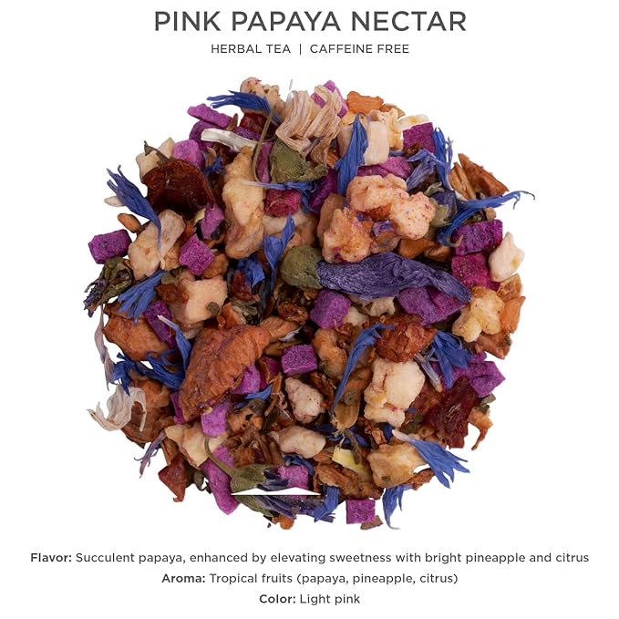 Tea Forte Pink Papaya Nectar Premium Loose Leaf Caffeine-Free Herbal Tea Blend Canister, Makes 35-50 Cups - Bloomnest
