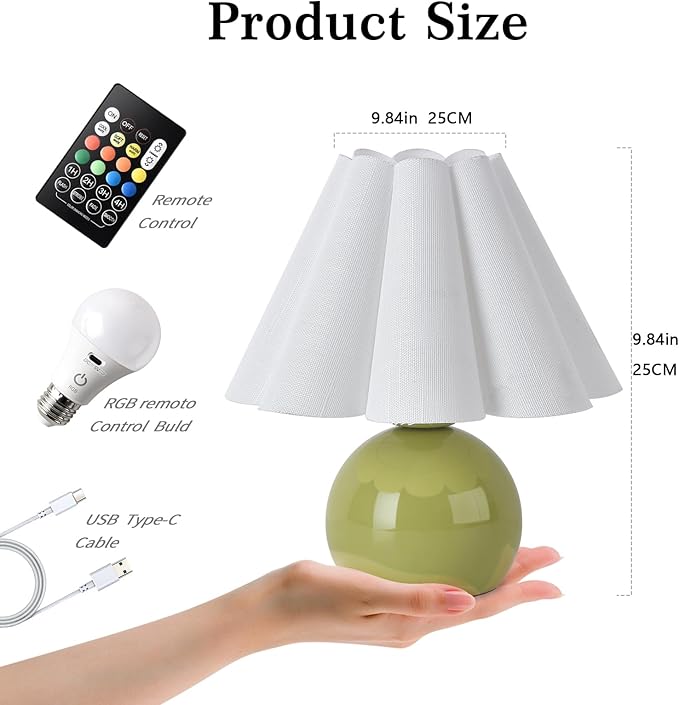 Rechargeable Crodless Small Table Lamp, Battery Operated Remote Control LIght Blue Mini Cute Table Lamps for Bedroom Nightstand, Cute Small Table Lamp for Small Spaces for Kitchen Counter, Bookshelf - Bloomnest