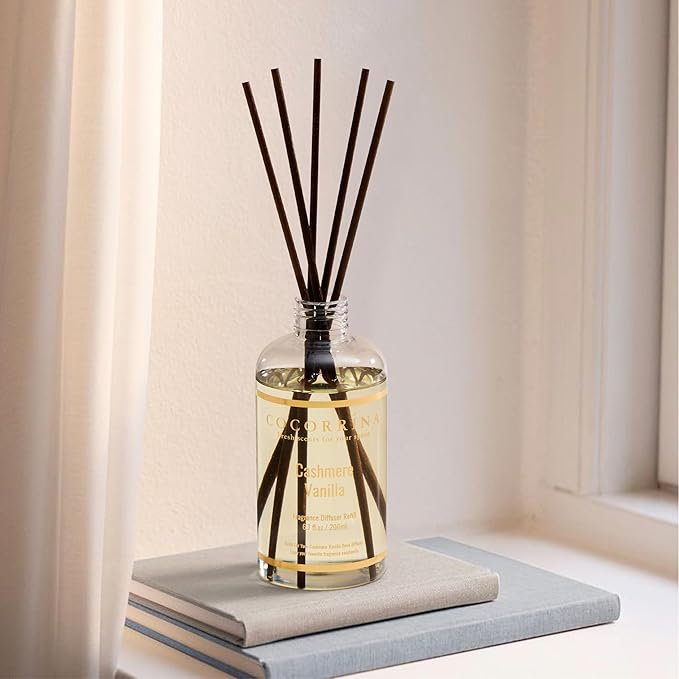 COCORRÍNA Reed Diffuser Refill - Cashmere Vanilla 6.7 Fl.oz Reed Diffuser Refill with 8 Sticks - Bloomnest