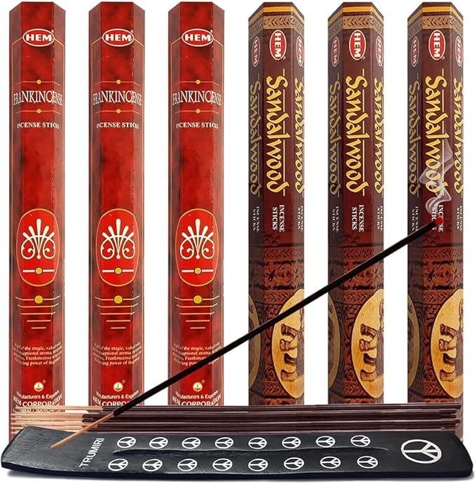 Sandalwood Incense Sticks & Holder Bundle Variety Pack from Hem Trumiri Insense Insence