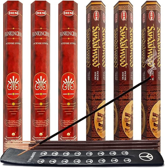Sandalwood Incense Sticks & Holder Bundle Variety Pack from Hem Trumiri Insense Insence