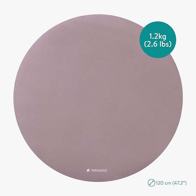 Navaris Round Yoga Mat - 47" Diameter Circular Exercise Mat 1/4" Thick - Non-Slip Mat for Cardio, Workout, Fitness, Tai Chi, Meditation - Size Small - Bloomnest