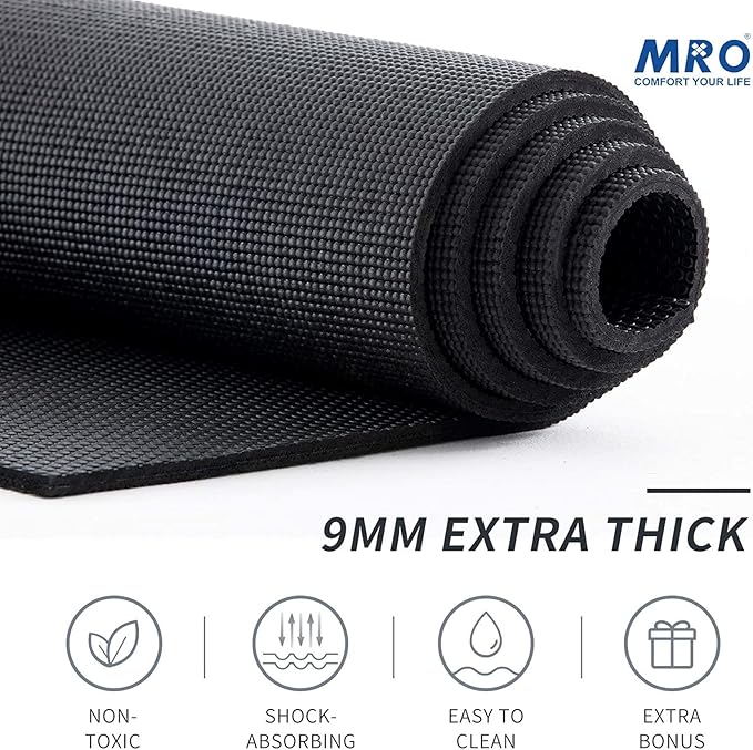 MRO Extra Large Yoga Mat, 12'x6'/9'x6'/7'x5'/6'x4' (9MM) Extra Wide and Thick Exercise Mats for Home Gym Workout, Non-Slip, Soft for Women and Men Fitness, Ideal for Barefoot Yoga, Pilates, stretching