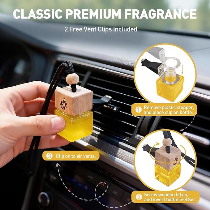 Car Air Freshener Hanging 2 Pack, Teakwood & Cashmere Fragrance Essential Oil Diffuser, Long Lasting Car Scent, Car Accessories for Women - Bloomnest