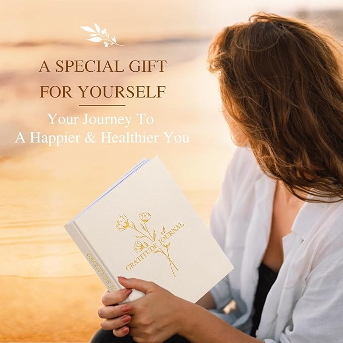 Lanpn Daily Gratitude Journal for Woman Men, 4 Month Mindfulness & Affirmation Planner, 7.8"x9.2" The 5 Minute Grateful Diary, Guided Reflection with Positivity Prompts Undated Notebook, Beige - Bloomnest