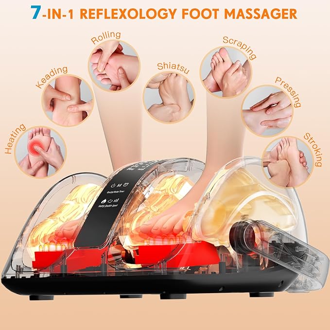 Shiatsu Foot Massager with Heat, FSA Store Eligible Items, 3-Heating for Circulation and Pain Relief, Deep Kneading Rolling for Calf-Feet-Arm Relaxation, Plantar Fasciitis, Neuropathy - Bloomnest