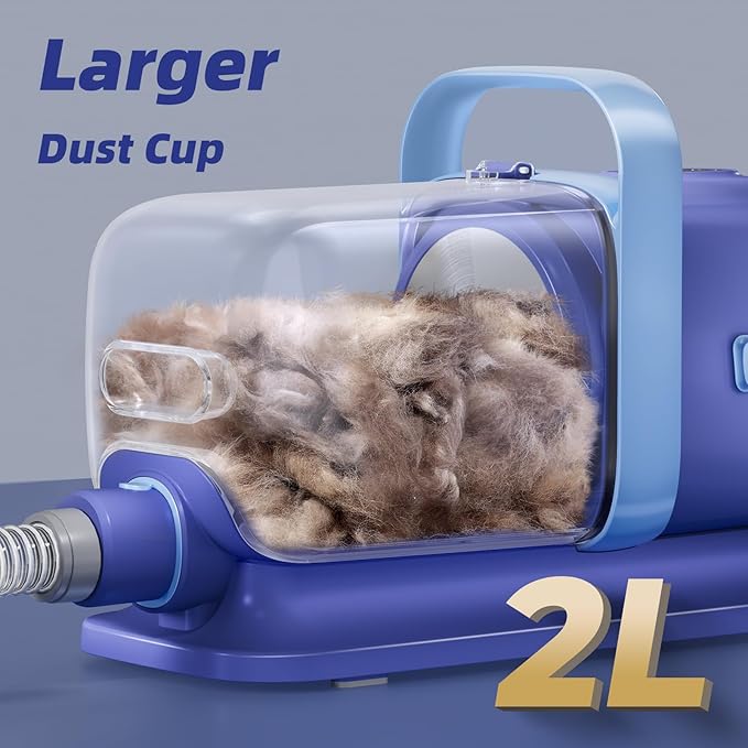 Dog Grooming Kit with Vacuum, All-in-One Pet Grooming Vacuum for Dogs and Cats, Low Noise Pet Hair Clipper & Shedding Brush, Dog Hair Remover, Cat Pet Groomer Set with Cleaning Brushes, Blue - Bloomnest