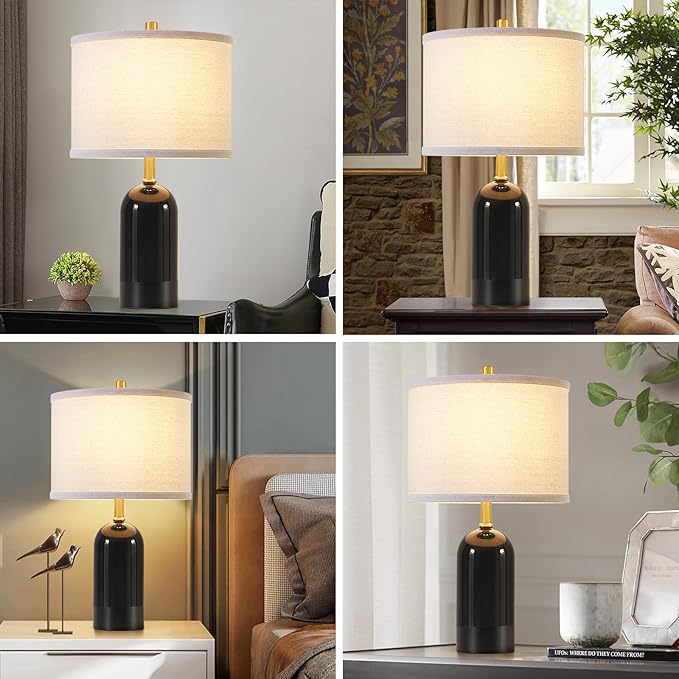 GyroVu Modern Ceramic Table lamp Set of 2, 3 Color Temperature Bedside lamp 21.5" Tall Nightstand Lamp End Table Lamps for Living Room Bedroom (Bulbs Included) - Bloomnest