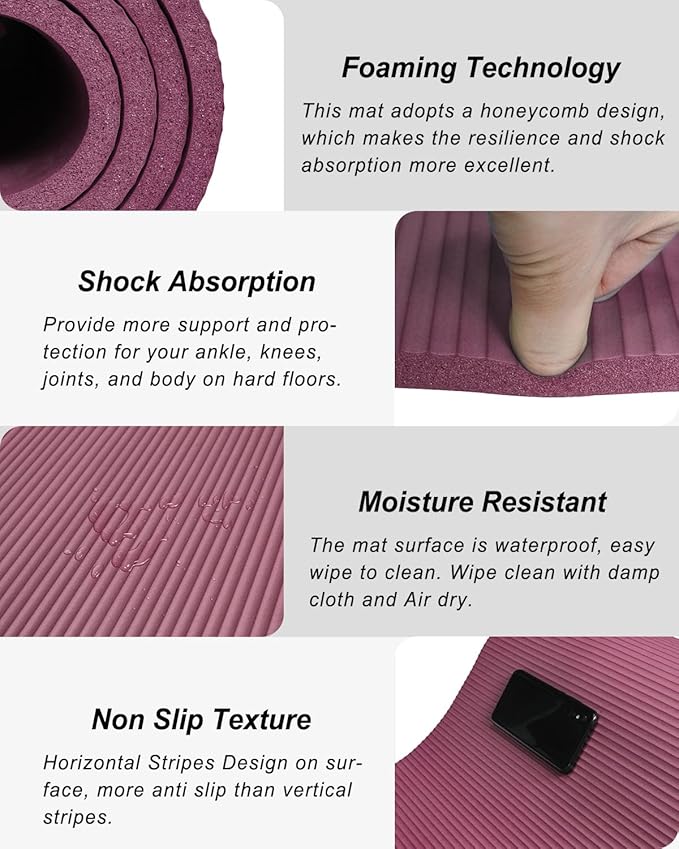 Yoga Mat Thick Wide Yoga Mats for Women Men Large Exercise Mat 78"x35" 1/2 Inch Workout Mat for Home Gym, with Carrying Yoga Bag