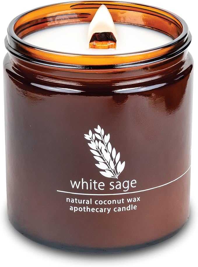 Hemlock Park Crackling Wood Wick Candle Handcrafted with Natural Coconut Wax (Large 16 oz, White Sage) - Bloomnest