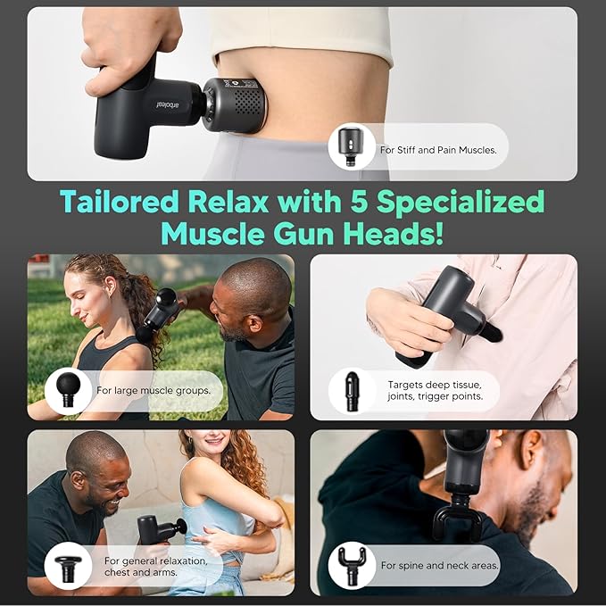 arboleaf Mini Thermacool Massage Gun, Heat and Cool Muscle Massager for Back Pain Relief, Hot Cold Percussion Massage, Heated Travel Massager Handheld Quiet, Gifts for Him Her - Bloomnest