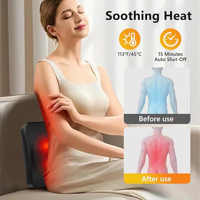 Back Massager with Heat,Shiatsu Neck Back Massager Pillow,Deep Tissue Kneading Back Massage,Massage Pillow for Shoulders,Legs,Foot,Body Muscle Relief,Neck Massager for Women/Men/Dad/Mom - Bloomnest
