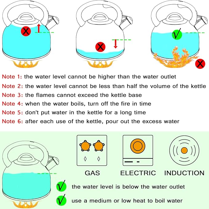 GGC 3L Tea Kettle for Stove Top, Loud Whistling Tea Kettles Water Boiler, Stainless Steel Kettle with Anti-Heat Handle and Simple Touch Button to Control Kettle Outlet - Bloomnest