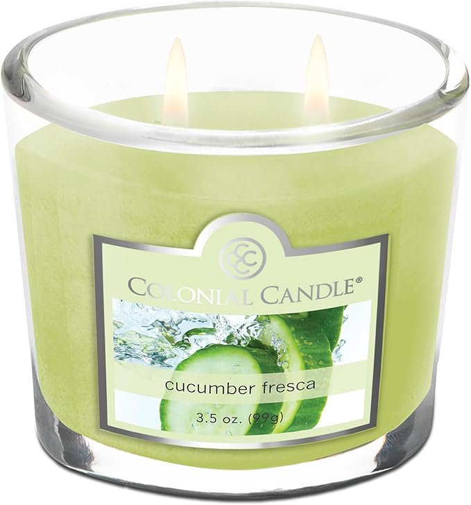 Colonial Candle Cucumber Fresca Scented Jar Candle, 2 Wick, 3.5 oz, Mottled Wax Candle - Bloomnest