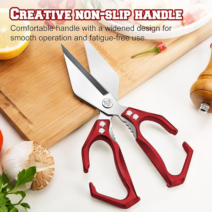 Multifunctional Heavy-Duty Kitchen Shears, Heavy Duty Kitchen Scissors for Food with Ergonomic Handle,Stainless Steel Culinary Shears for Chicken Meat Seafood Bone Cutting,Cooking Accessories(Sliver) - Bloomnest