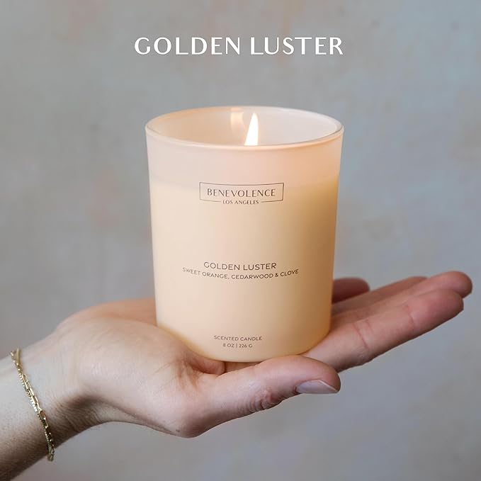Orange, Cedarwood & Clove – Benevolence LA Fall Scented Candle for Home | 8oz, 45-Hour Burn | Natural Soy Wax, Cotton Wick | Warm Autumn Fragrance | Malibu Sands Collection – Gift for Women & Men - Bloomnest