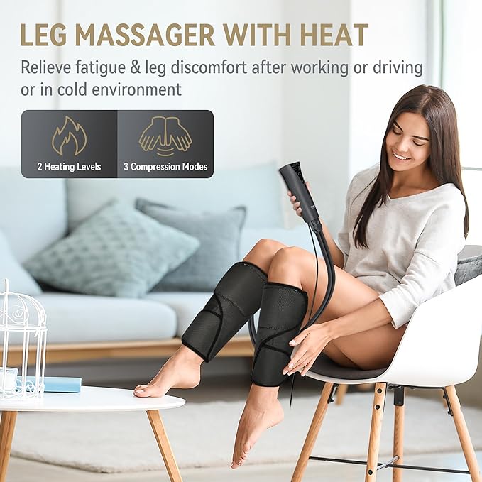 FIT KING Leg Massager with Heat Air Compression Calf Massager for Circulation Helpful for Pain Relief RLS Edema and Relaxation - Great Gift for Wife Mom - Bloomnest
