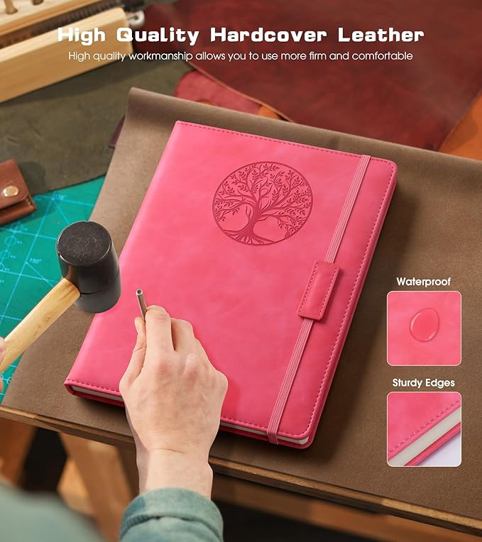 Lined Journal Notebook for Women Men,256 Pages B5 Large Hardcover Leather Journals for Writing,Travel,Business,Work & School,College Ruled Notebooks for Note Taking,Diary Notepad 7.8"×10.2" - Bloomnest