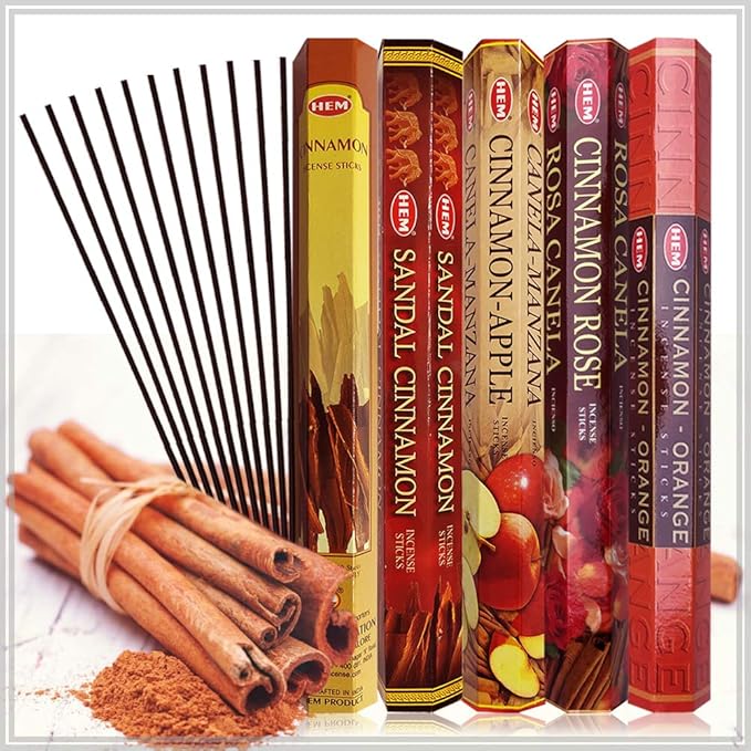 Hem Incense Sticks Variety Pack #8 and Incense Stick Holder Bundle with 5 Cinnamon Based Fragrances - Bloomnest