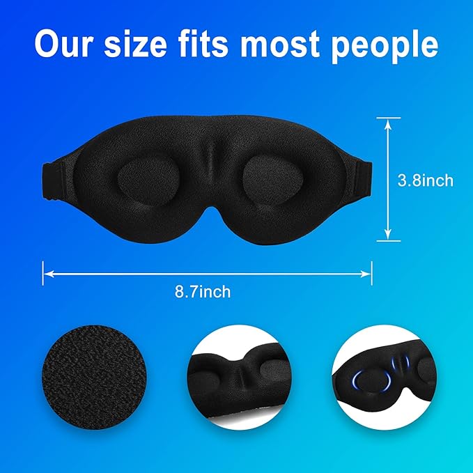 3D Sleep Mask, 100% Blackout 3D Contoured Sleep Eye Mask, Comfortable & Super Soft Sleeping Mask with Adjustable Straps for Women, Men, Sleeping Travel Yoga Naps (Peony Flower - Pack of 1) - Bloomnest