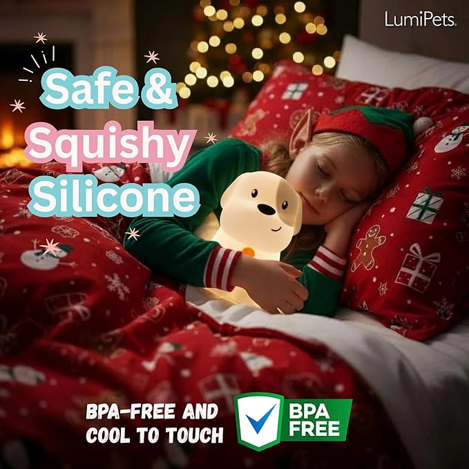 Lumipets Pepper The Puppy Dog Squishy Silicone Night Light for Kids | Cute Night Light with Remote & Touch Control for Baby & Toddler Bedrooms | Color Changing Animal Lamp | Soft Portable Nightlight - Bloomnest