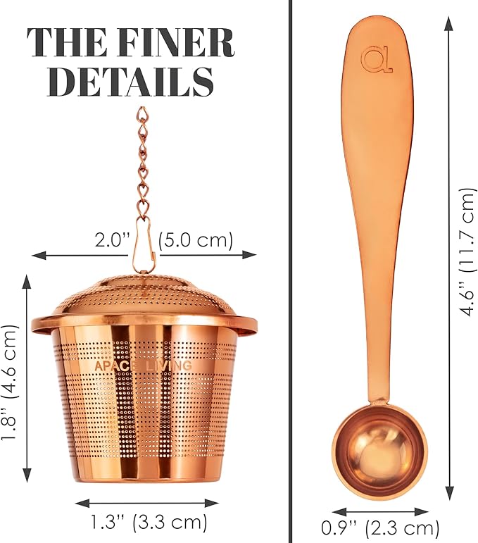 Tea Infuser (Set of 2) with Tea Scoop and Drip Dray - Ultra Fine Tea Strainer for Loose Leaf Tea - Stainless Steel Tea Steeper for a Superior Brewing Experience - Bloomnest