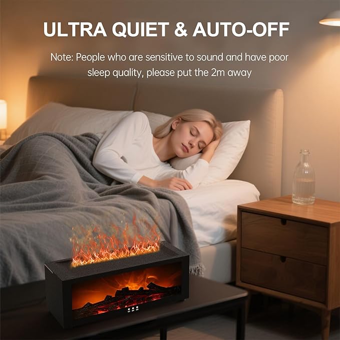 Fireplace Diffuser Humidifier,Fireplace Aromatherapy Essential Oil Diffuser, Ultrasonic Colorful Cool Mini Flame Fire Aroma Humidifier with Timer for Home,Bedroom,Office,Yoga - Bloomnest