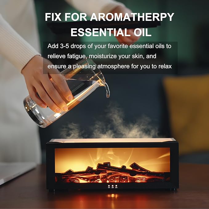 Fireplace Diffuser Humidifier,Fireplace Aromatherapy Essential Oil Diffuser, Ultrasonic Colorful Cool Mini Flame Fire Aroma Humidifier with Timer for Home,Bedroom,Office,Yoga - Bloomnest