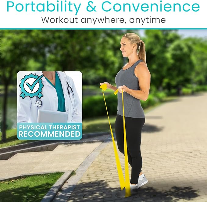 Vive Professional Resistance Bands - 25 Yard Non-Latex Roll for Physical Therapy, Lower and Upper Body Exercise Workout - Straight Elastic for Strength Training, Rehabilitation, Women, Men - Bloomnest