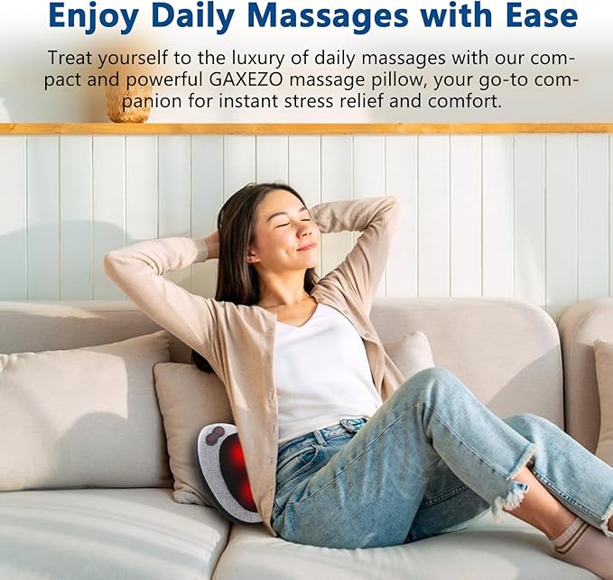 Massage Pillow, Neck and Back Massager with Heat, Shiatsu Massage Pillow for for Back, Shoulder, Leg, Foot, Gift for Men Women Mom Dad, Stress Relax at Home Office and Car - Bloomnest